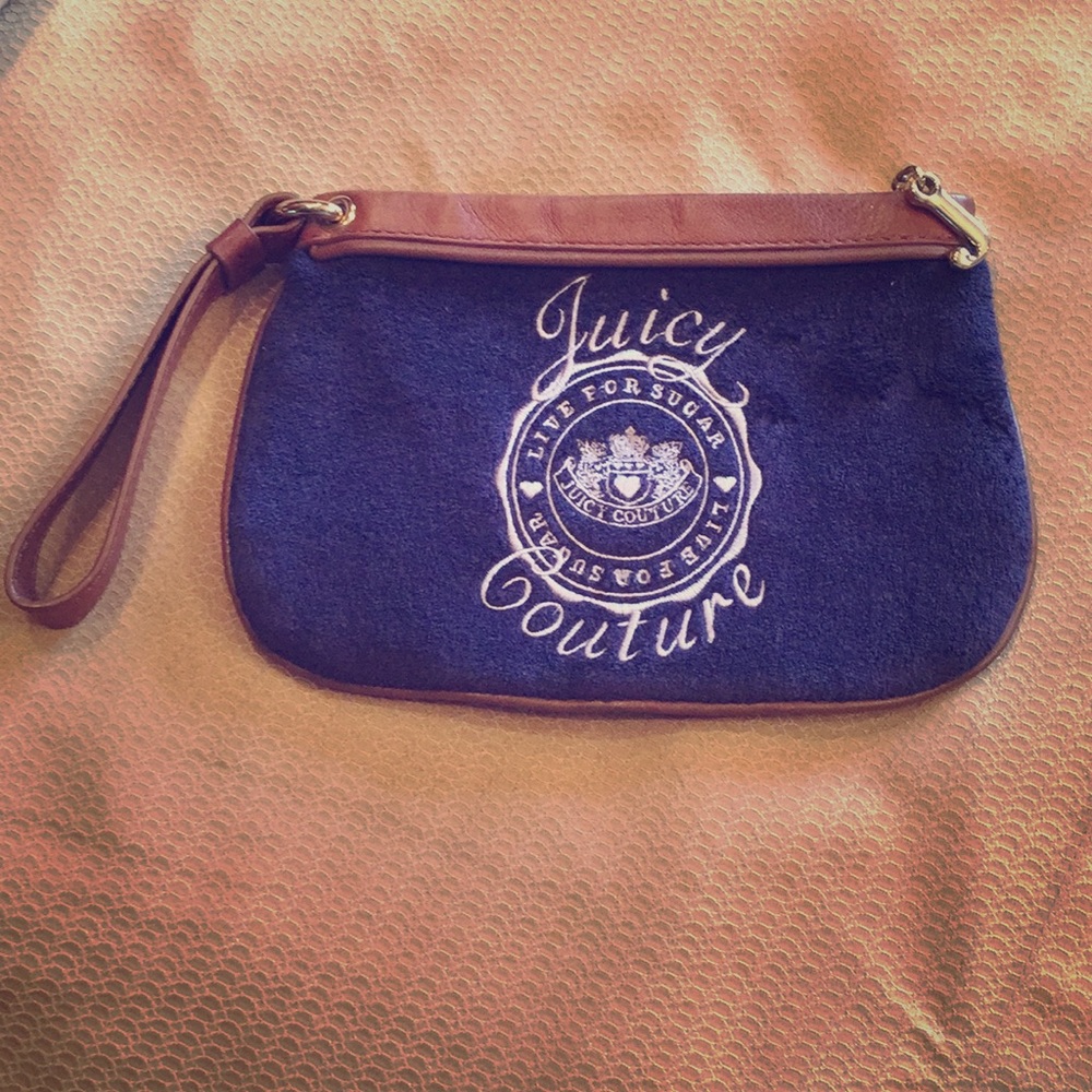 AUTHENTIC Vintage Y2K Juicy Couture Navy French Terry Wristlet Bag